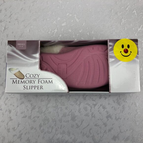 Cozy Memory Foam Fleece-Lined Faux Suede Pink Slippers Size Small (5-6) NWT - Picture 9 of 10